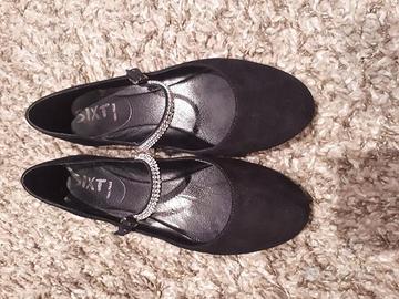 Ballerine camoscio nero con strass