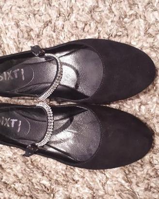Ballerine camoscio nero con strass
