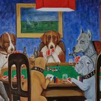 Quadro dipinto a mano - Cani che giocano a carte
