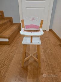 Seggiolone per bambole in legno