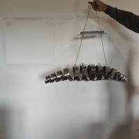 lampadario design moder  in metallo  color acciaio