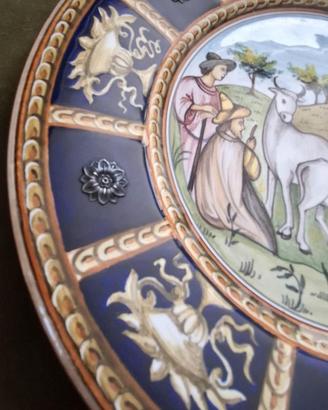 Piatto d'arte ceramica e ARGENTO 800 - ALE STEFANI