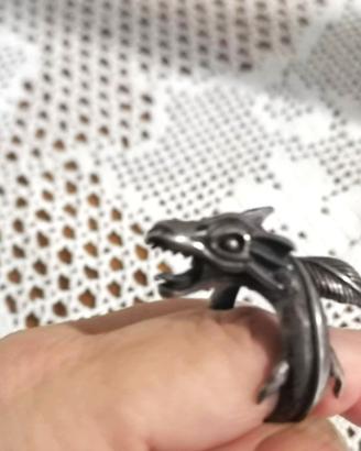 Anello argento 925 con effige drago