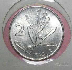 **2 lire ulivo 1953 1954 fdc non circolate**