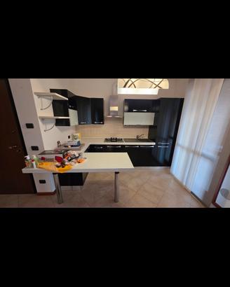 cucina con penisola compresa di elettrodomestici 