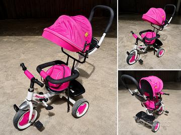 Triciclo evolutivo bimba con maniglione e cappotti