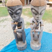 coppia antiche statue legno regal design 