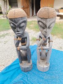 coppia antiche statue legno regal design 