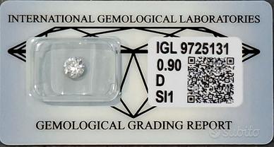 0.90 D SI1 Diamante NATURALE Brillante Sconto -65%