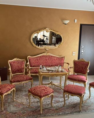 Salotto Divano Poltrone Sgabello vetrina del 1900