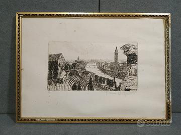 "Gianna Castagnetti" Incisione Verona dall'alto