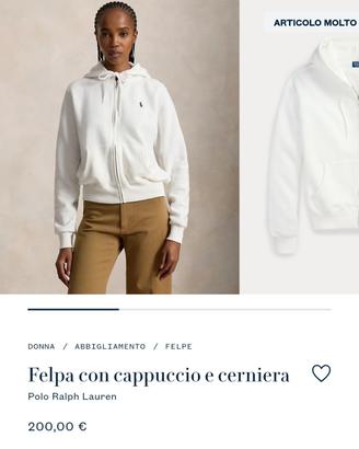 Felpa Ralph Lauren (originale)con cappuccio bianca