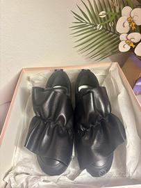 Mocassini Platform MSGM Pelle Nera Maxi Fiocco