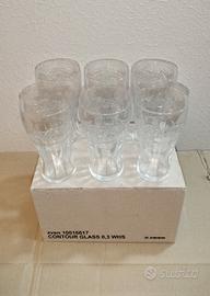 Set Completo 6 Bicchieri di Vetro Coca Cola Nuovi