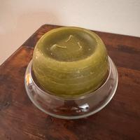 Vaso in vetro 20 cm e candela 15 cm verde