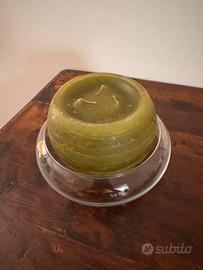 Vaso in vetro 20 cm e candela 15 cm verde