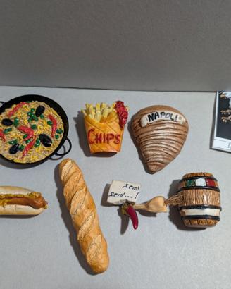 Lotto 7 magneti vari cibo Napoli Paella Hot Dog