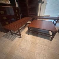 Set anni 60 mogano tavolo e due panche