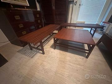 Set anni 60 mogano tavolo e due panche