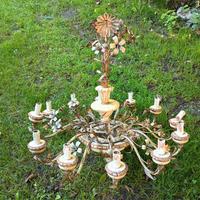 antico lampadario legno dorato primi 900