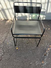 4 poltroncine stile moderno in ferro e cuoio nero