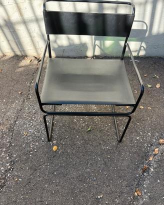 4 poltroncine stile moderno in ferro e cuoio nero