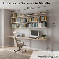 Libreria + Scrivania Doppia Stile Industriale