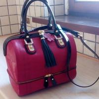 Borsa bauletto nuova rossa in vera pelle