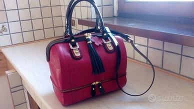 Borsa bauletto nuova rossa in vera pelle