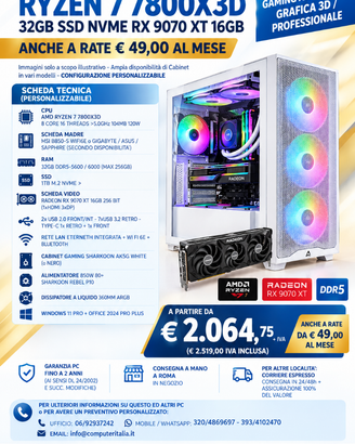 PC GAMING 7800X3D 32GB RAM SSD RX9070XT 16GB W11P