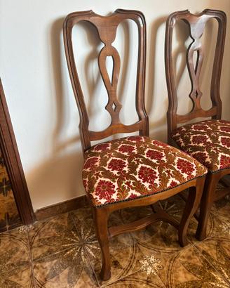 6 sedie in legno massello e velluto - ottime