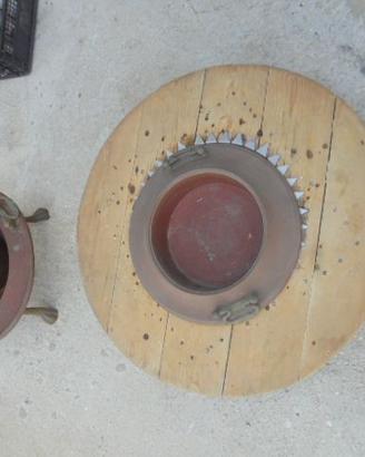2 Braciere rame e ottone vintage antichi permuto