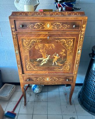 Secretaire In stile Luigi XV intarsiato in noce ho