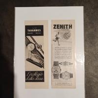 pubblicità orologi Zenith e Tavannes vintage 