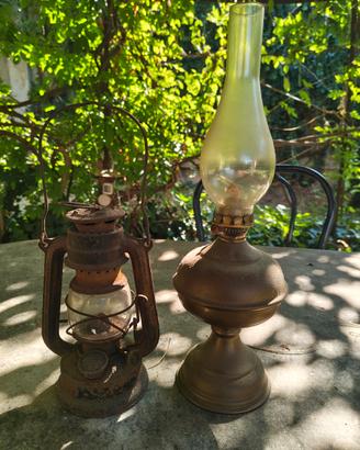 2 Lampade / Lanterne a Petrolio d'Epoca