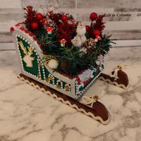 slitta verde artigianale fatta a mano 25x13,5x14