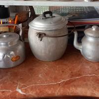 Set paiolo teiera bricco alluminio vintage