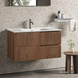Mobile Bagno Sospeso 100cm con Lavabo in Ceramica