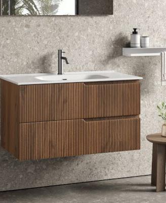 Mobile Bagno Sospeso 100cm con Lavabo in Ceramica