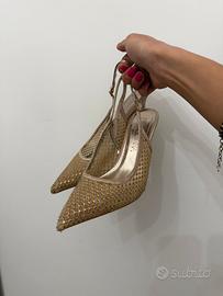 Slingback Peimadonna Dorate con Strass
