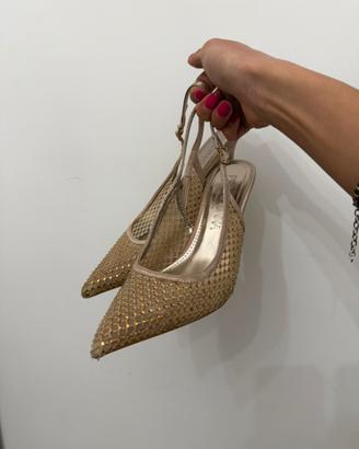 Slingback Peimadonna Dorate con Strass