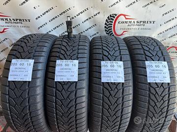 4 PNEUMATICI 205/60 R16 UNIROYAL INVERNALI 90%