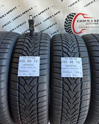 4 PNEUMATICI 205/60 R16 UNIROYAL INVERNALI 90%