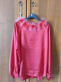 camicia in raso rossa