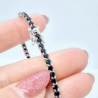 Bracciale in argento tennis zirconi neri mis 20cm