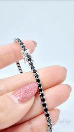 Bracciale in argento tennis zirconi neri mis 20cm