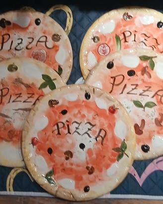 Piatti pizza 5 pezzi dipinti a mano diametro cm 35