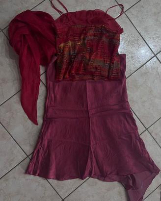 Completo donna top con gonna elegante in seta