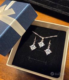 parure di gioielli in argento 925 e zirconi 