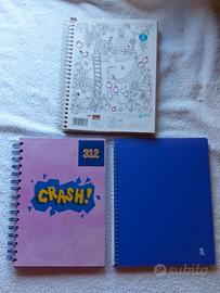 3 quaderni con anelli a righe e quadri- cod 312